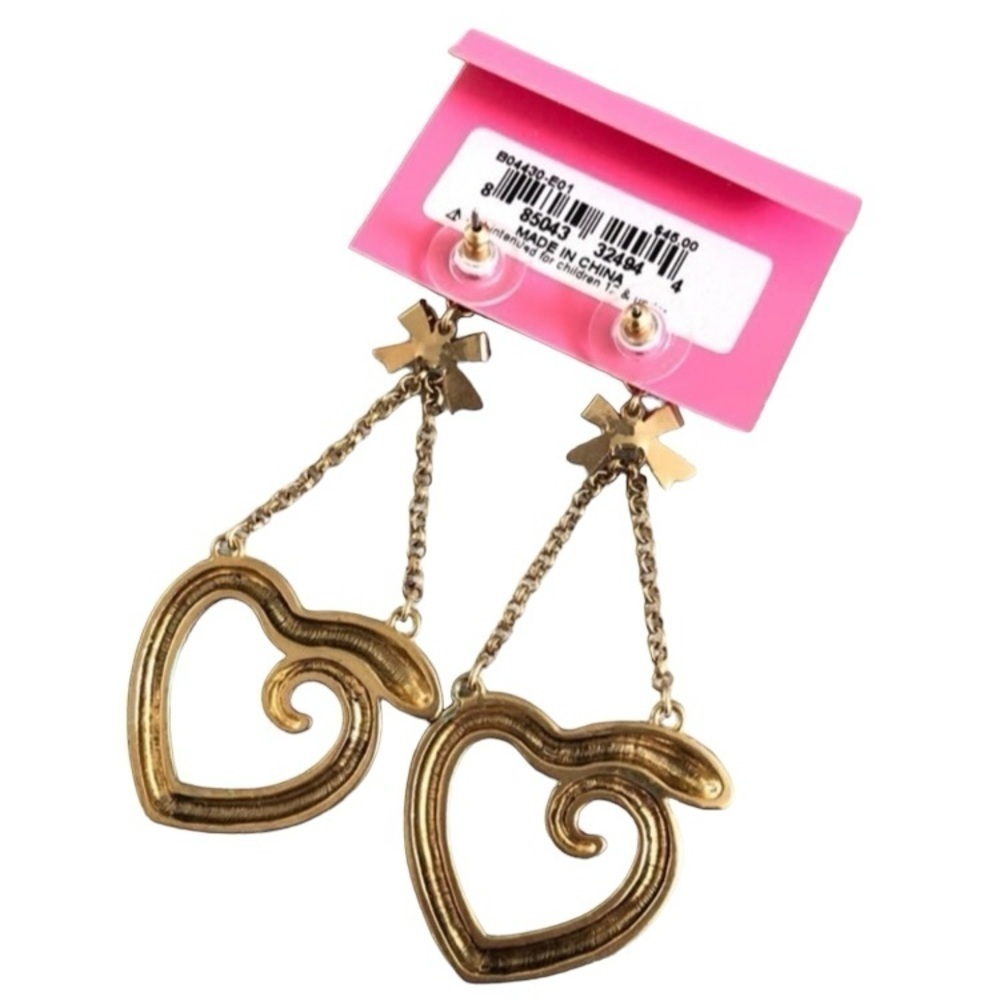 BETSEY JOHNSON Vintage Snake Draped in Heart Shape Colorful Dangle Earrings NWT - Picture 5 of 6